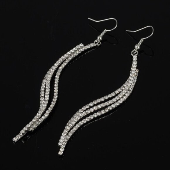 Jewelry earrings drop dangle party evening elegant sparkly sparkle crystals new - Picture 1 of 2
